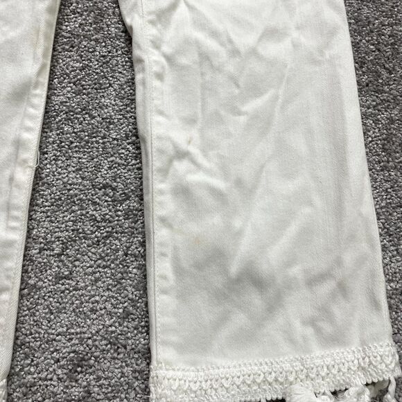 Chico's White Ankle Jeans with Fringe Hem - Picture 12 of 16